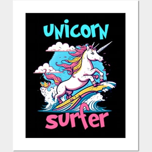 Summer Unicorn Surfer Funny Posters and Art